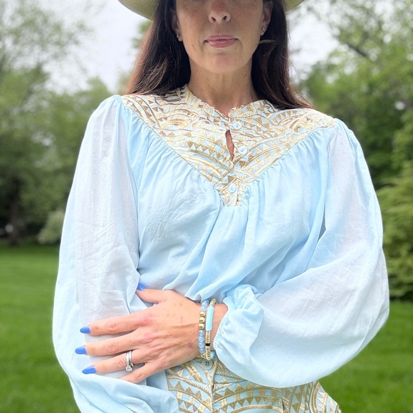 Greek Archaic Kori Tops - NEW Greek Archaic Kori Mao Collar Long Sleeve Shirt